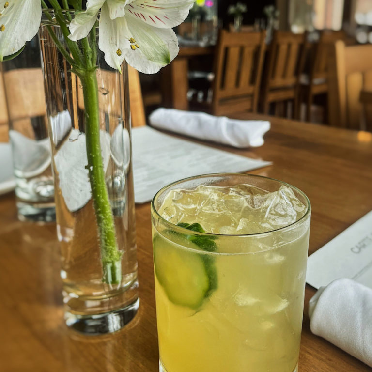 lemonade vodka drink on table at Carte Blanche in Hamburg NY