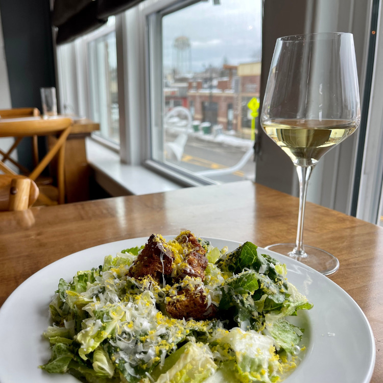 salad on table overlooking buffalo street in hamburg ny